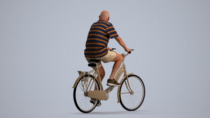 scanned 3D senior man casual cycling, photogrammetry people for Enscape and V-Ray, front view render