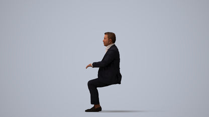 3D human model man business, photogrammetry scanned person for archviz, three-quarter view render