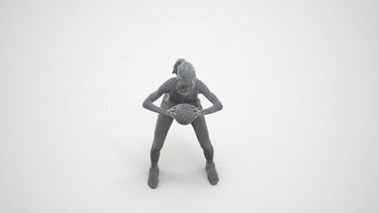 3D people model woman sport, scanned human for 3ds Max rendering, wireframe three-quarter view