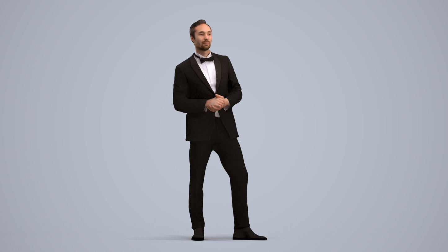 realistic 3D people man formal formalaffairs, render-ready for V-Ray and Corona, FBX OBJ, standing pose render
