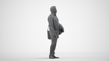 realistic 3D man business, scanned archviz people for Blender and 3ds Max, wireframe side view