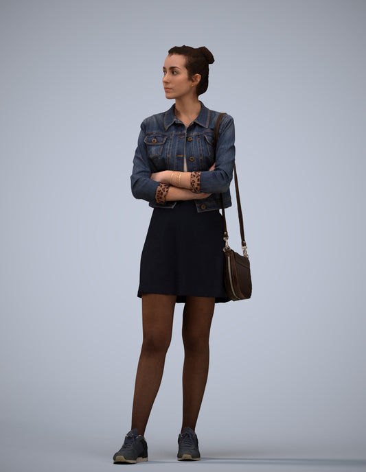 photogrammetry 3D woman casual standing, realistic human model archviz FBX