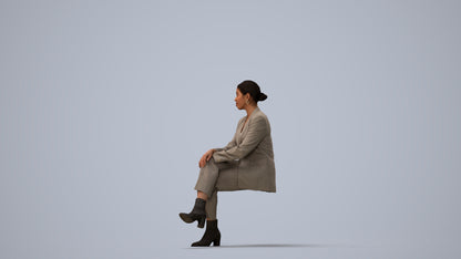 3D people model woman business, scanned human for 3ds Max rendering, three-quarter view render
