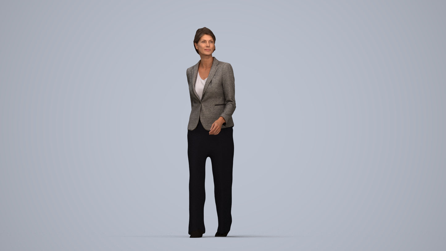 photogrammetry 3D woman business, realistic human model archviz FBX, top-down view render