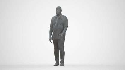 realistic 3D people man casual walking, render-ready for V-Ray and Corona, FBX OBJ, wireframe back view