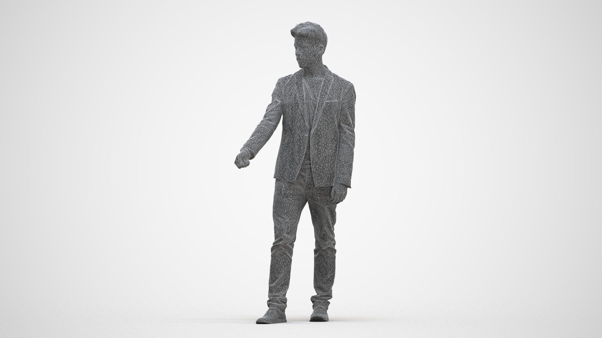 3D people model man casual door, scanned human for 3ds Max rendering, three-quarter front view render