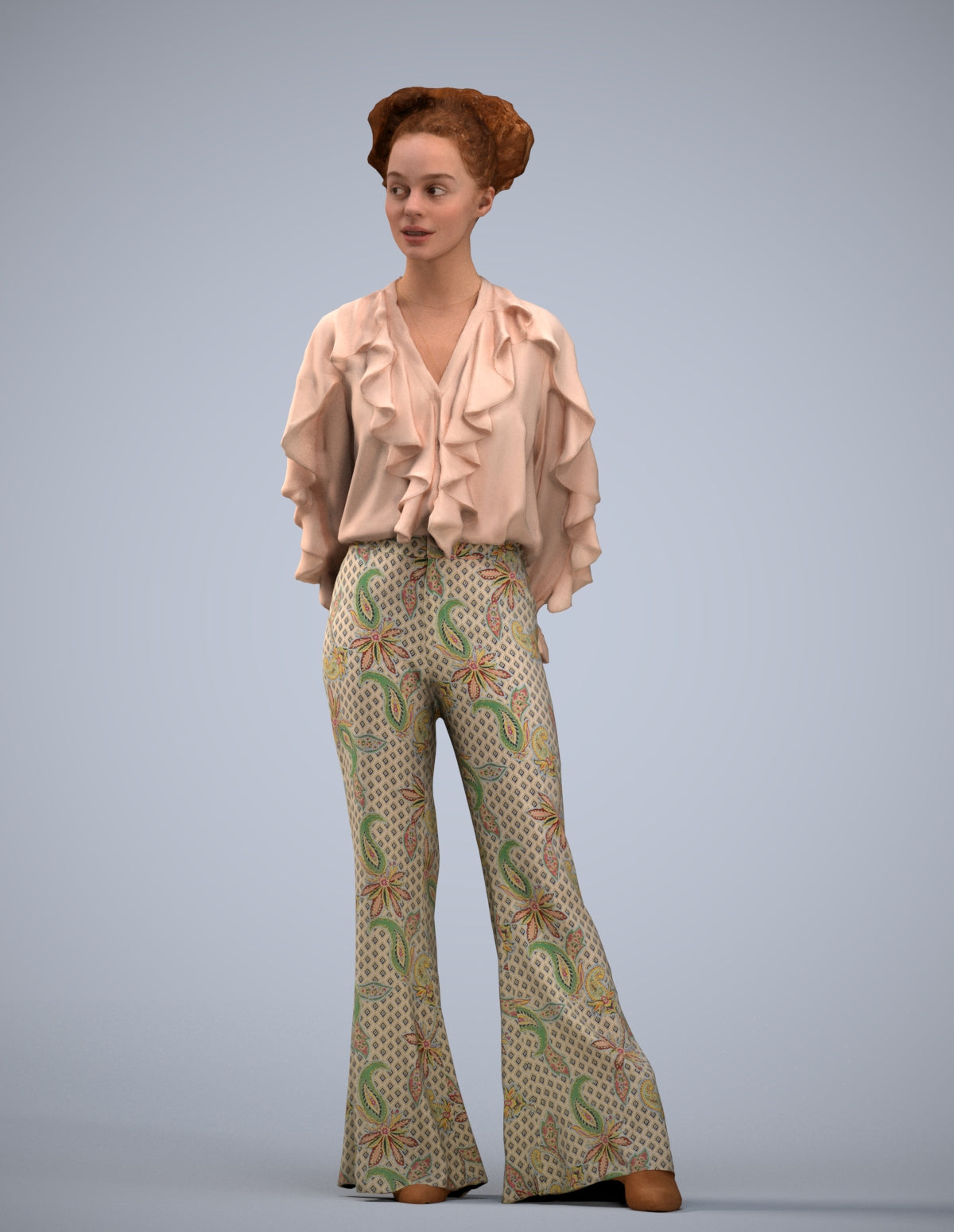 3D scanned woman standing casual, photorealistic archviz people for Enscape and SketchUp