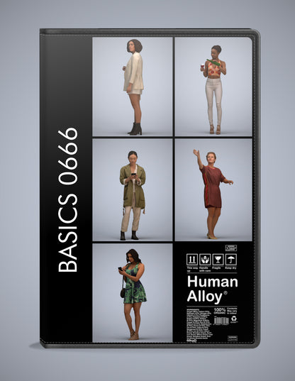 scanned 3D people standing collection, 5 photogrammetry models for Enscape and V-Ray