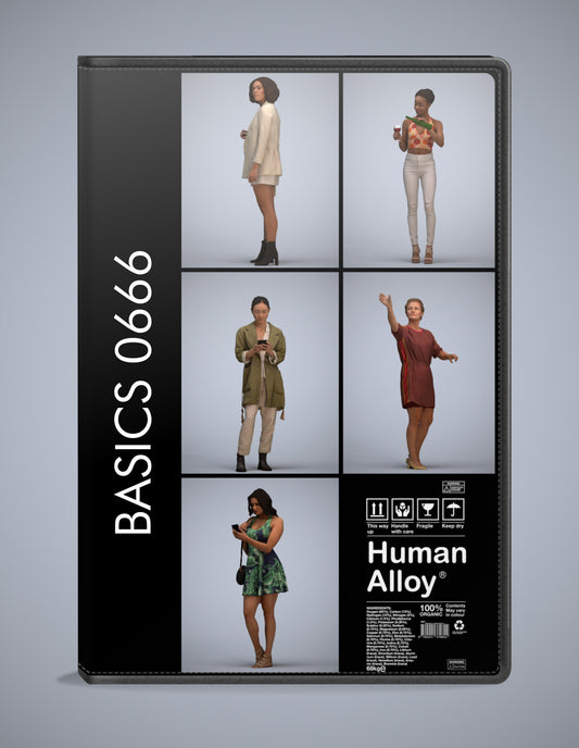 scanned 3D people standing collection, 5 photogrammetry models for Enscape and V-Ray