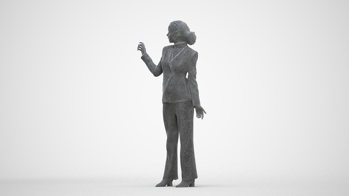 realistic 3D woman business, scanned archviz people for Blender and 3ds Max, three-quarter front view render
