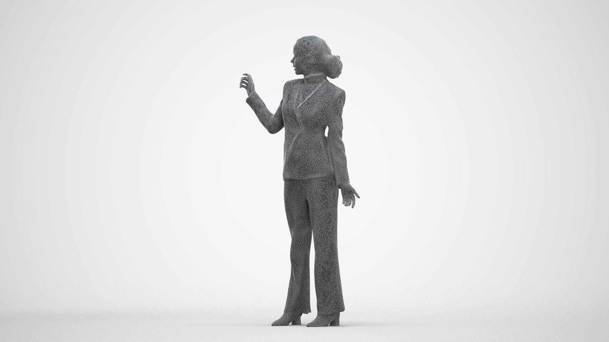 realistic 3D woman business, scanned archviz people for Blender and 3ds Max, three-quarter front view render