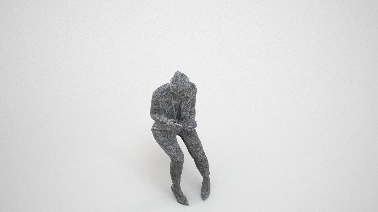 scanned 3D woman formal business, photogrammetry people for Enscape and V-Ray, wireframe three-quarter view