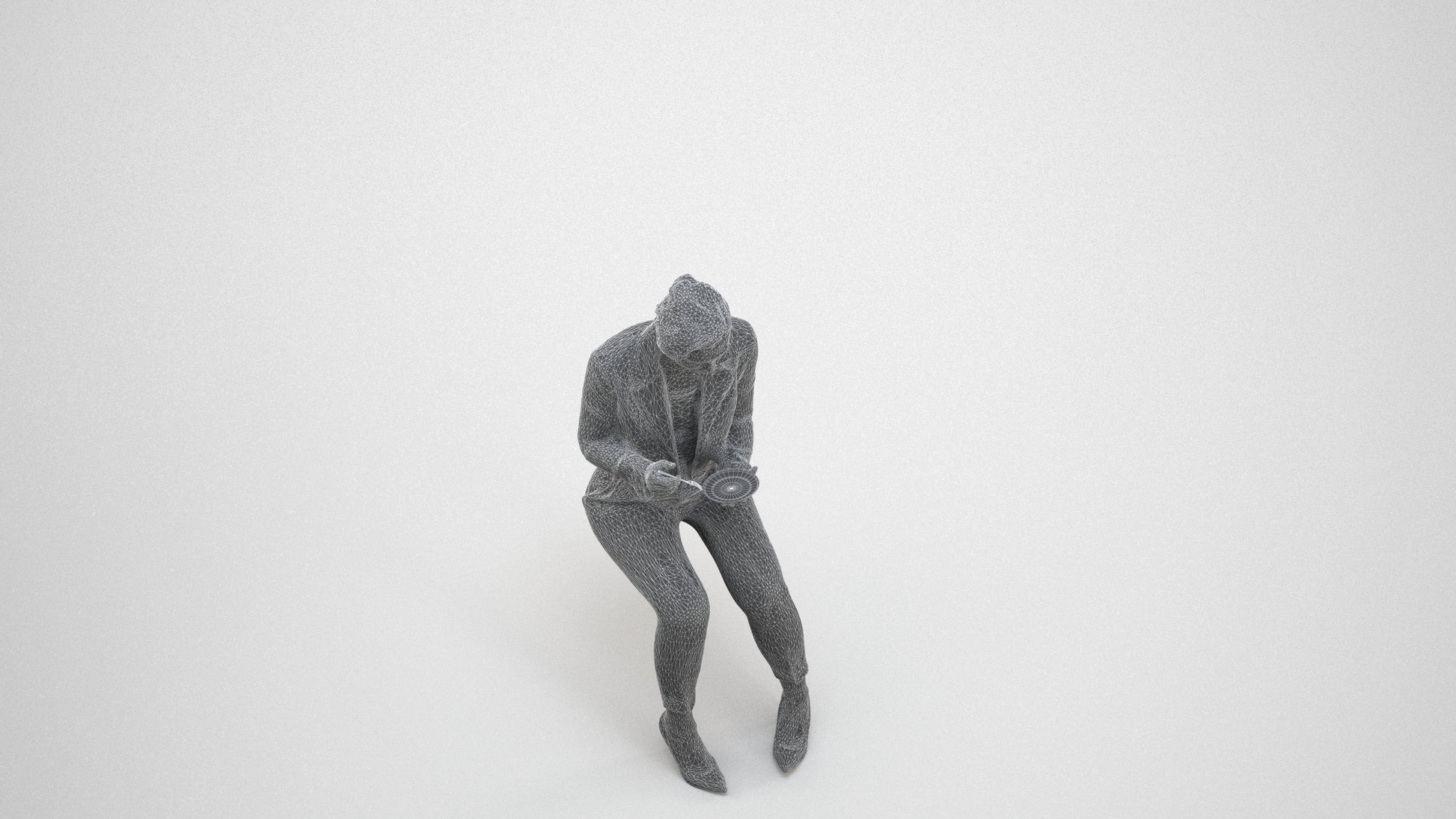 scanned 3D woman formal business, photogrammetry people for Enscape and V-Ray, wireframe three-quarter view