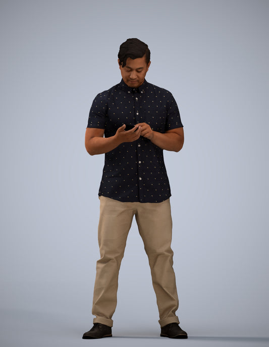 3D people model man casual standing, scanned human for 3ds Max rendering