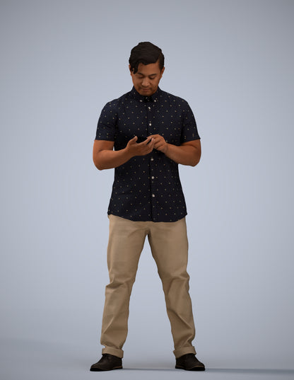 3D people model man casual standing, scanned human for 3ds Max rendering