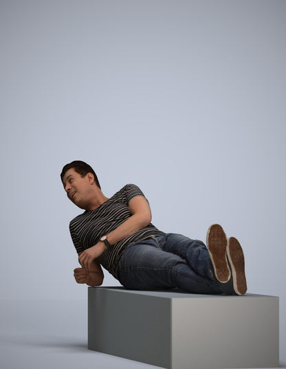 3D people model man casual sitting, scanned human for 3ds Max rendering