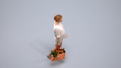 3D scanned woman shopping casual, photorealistic archviz people for Enscape and SketchUp, back view render