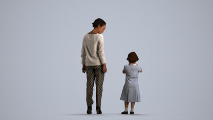 scanned 3D girl casual kids, photogrammetry people for Enscape and V-Ray, front view render