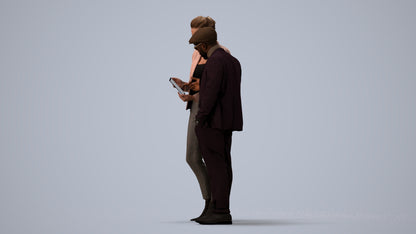 realistic 3D human woman business couple, archviz people FBX OBJ for Blender, three-quarter view render