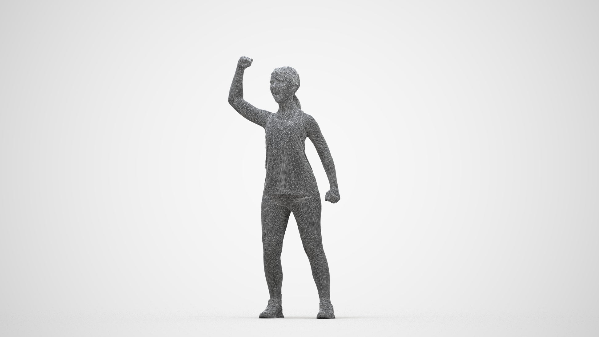 3D scanned girl sport, photorealistic archviz people for Enscape and SketchUp, wireframe back view