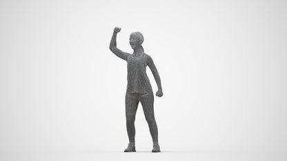 3D scanned girl sport, photorealistic archviz people for Enscape and SketchUp, wireframe back view