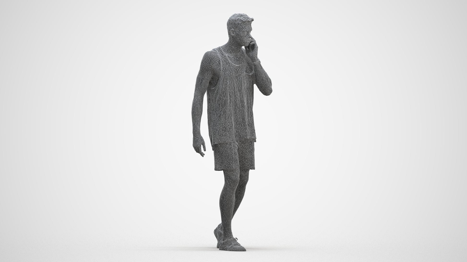 realistic 3D man casual walking, scanned archviz people for Blender and 3ds Max, three-quarter front view render