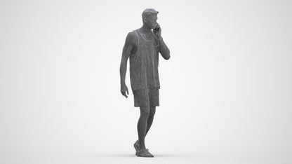 realistic 3D man casual walking, scanned archviz people for Blender and 3ds Max, three-quarter front view render