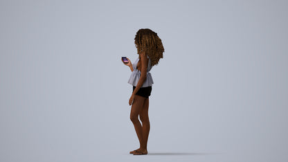 scanned 3D woman casual standing, photogrammetry people for Enscape and V-Ray, three-quarter view render
