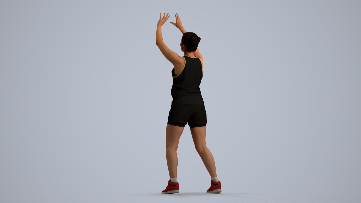 realistic 3D woman sport, scanned archviz people for Blender and 3ds Max, front view render