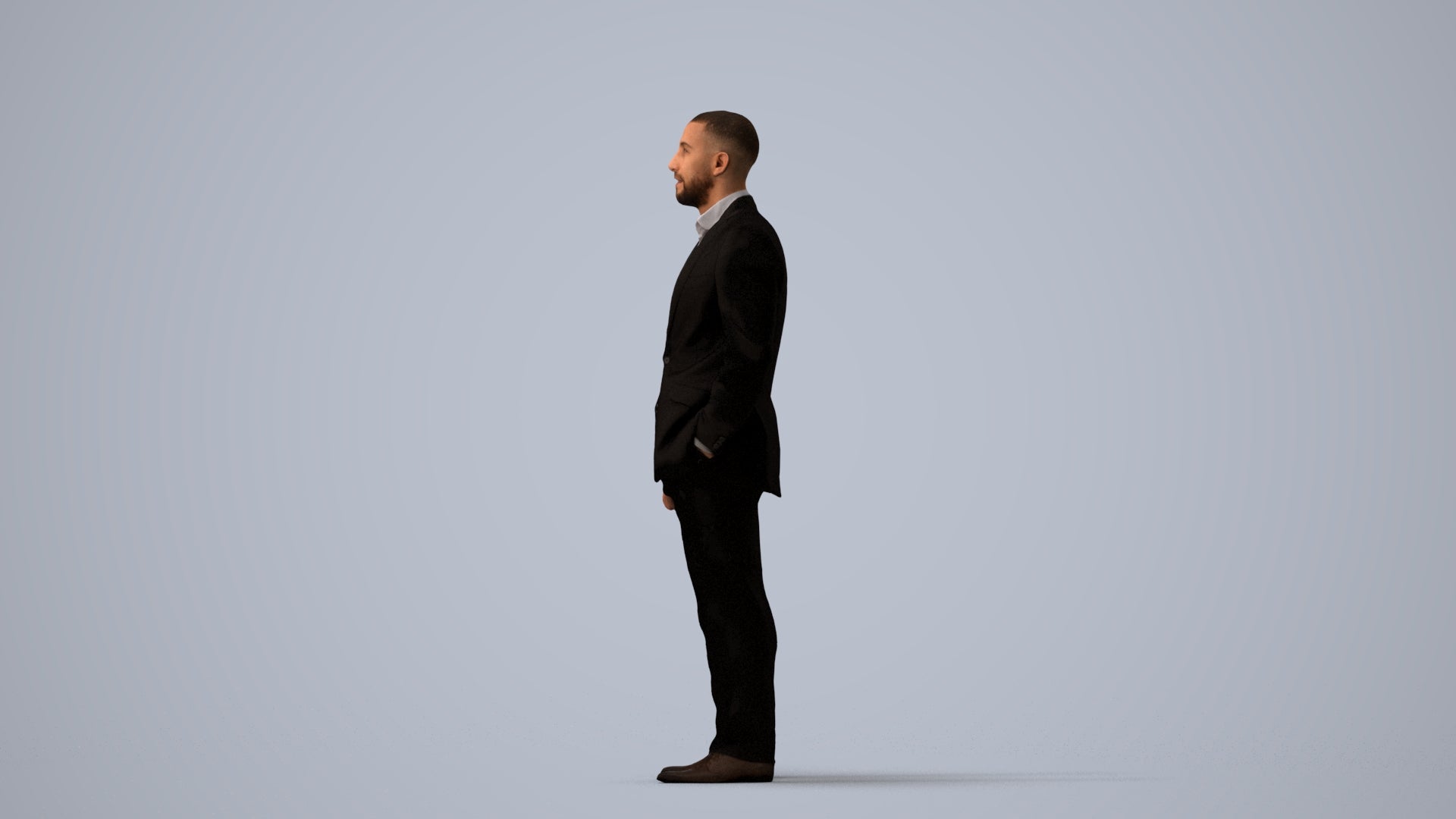 realistic 3D man business, scanned archviz people for Blender and 3ds Max, three-quarter view render