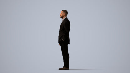 realistic 3D man business, scanned archviz people for Blender and 3ds Max, three-quarter view render