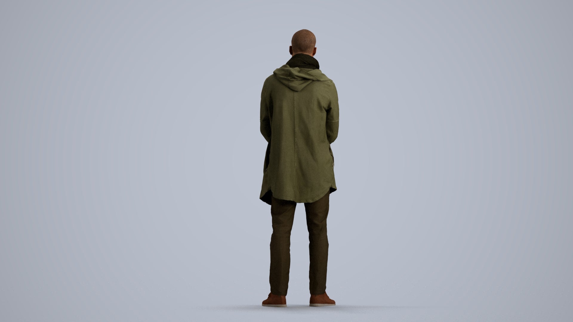 realistic 3D man casual standing, scanned archviz people for Blender and 3ds Max, front view render