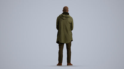 realistic 3D man casual standing, scanned archviz people for Blender and 3ds Max, front view render