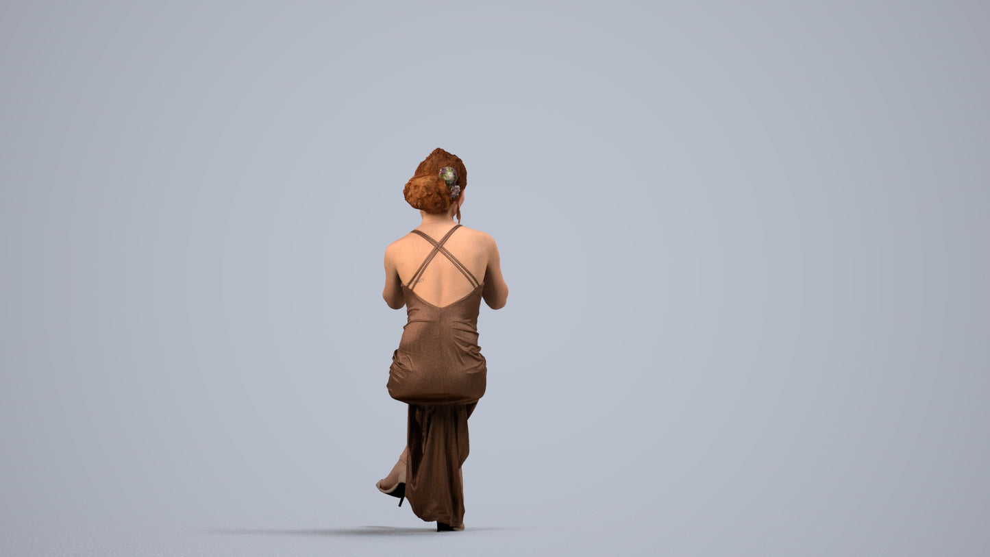 3D people model woman formal formalaffairs, scanned human for 3ds Max rendering, side view render
