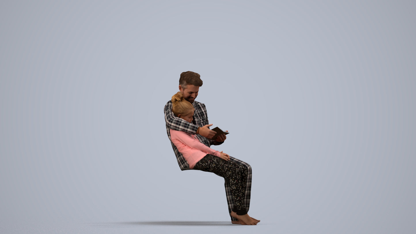photogrammetry 3D girl kids, realistic human model archviz FBX, side view render