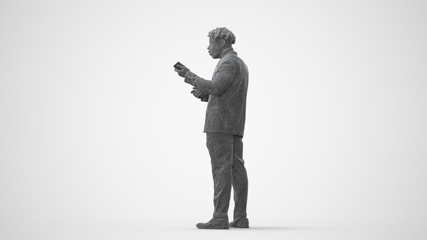 scanned 3D man business, photogrammetry people for Enscape and V-Ray, square thumbnail