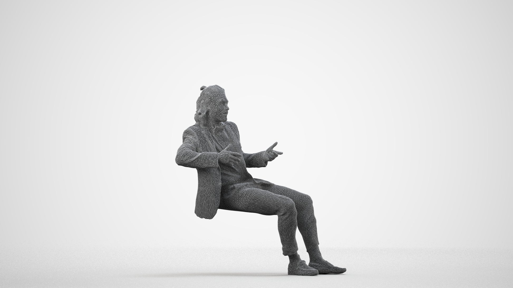 realistic 3D human man formal formalaffairs, archviz people FBX OBJ for Blender, wireframe side view