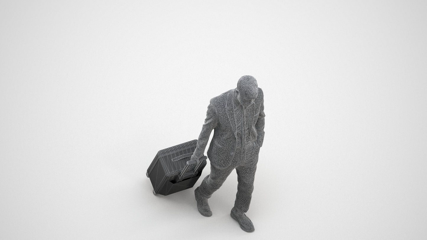 realistic 3D people man business, render-ready for V-Ray and Corona, FBX OBJ, wireframe three-quarter view