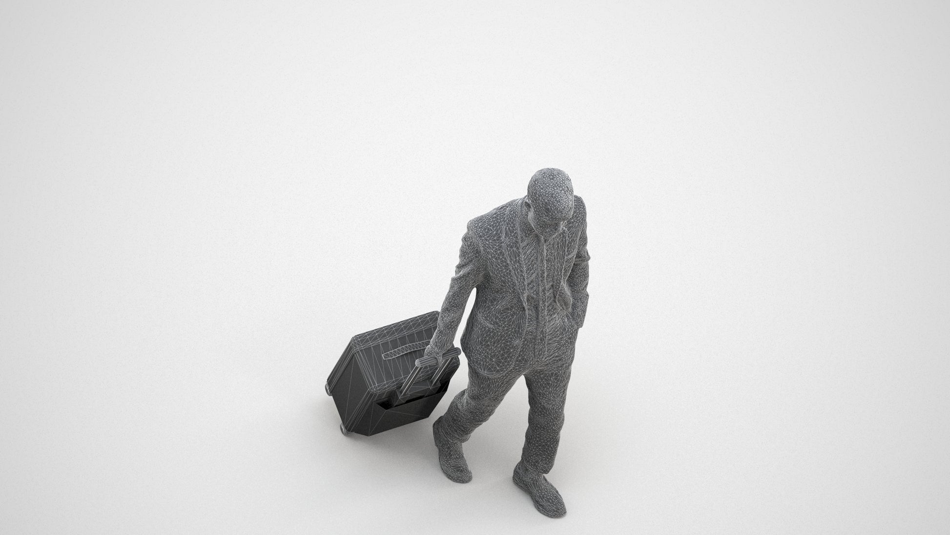 realistic 3D people man business, render-ready for V-Ray and Corona, FBX OBJ, wireframe three-quarter view