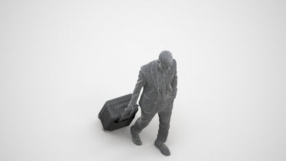 realistic 3D people man business, render-ready for V-Ray and Corona, FBX OBJ, wireframe three-quarter view