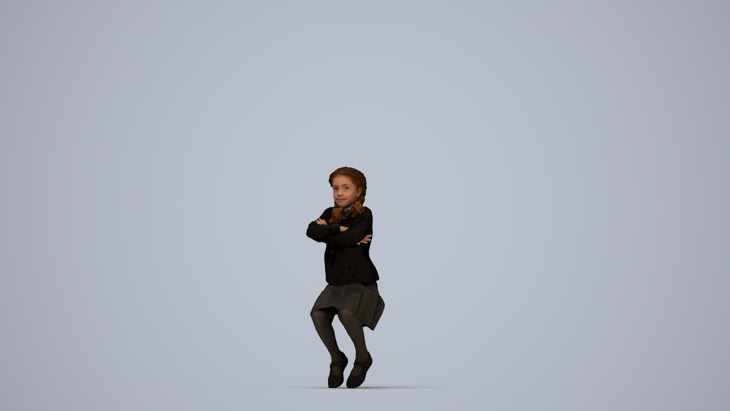 scanned 3D girl kids, photogrammetry people for Enscape and V-Ray, top-down view render