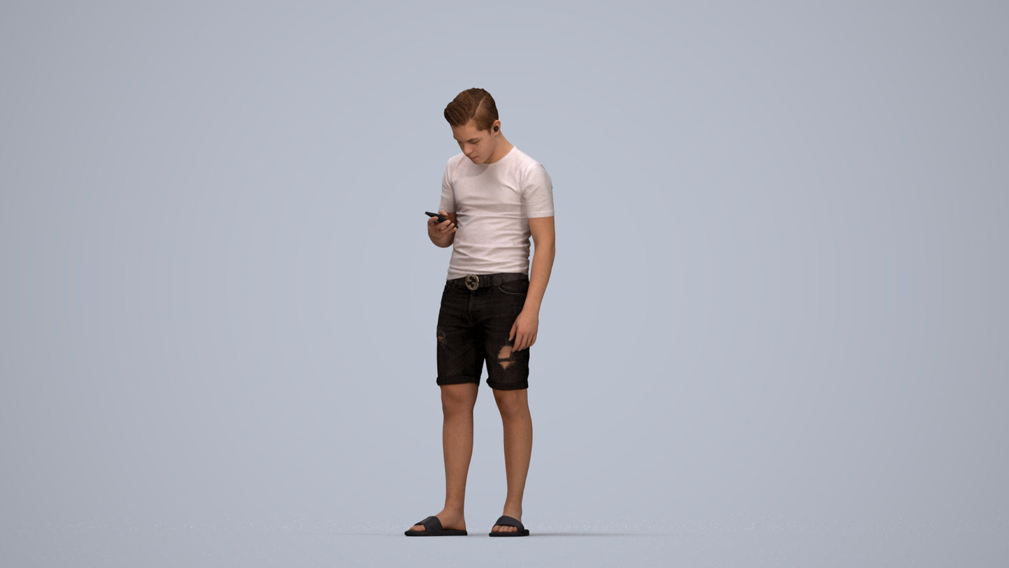 3D scanned boy kids casual, photorealistic archviz people for Enscape and SketchUp, top-down view render