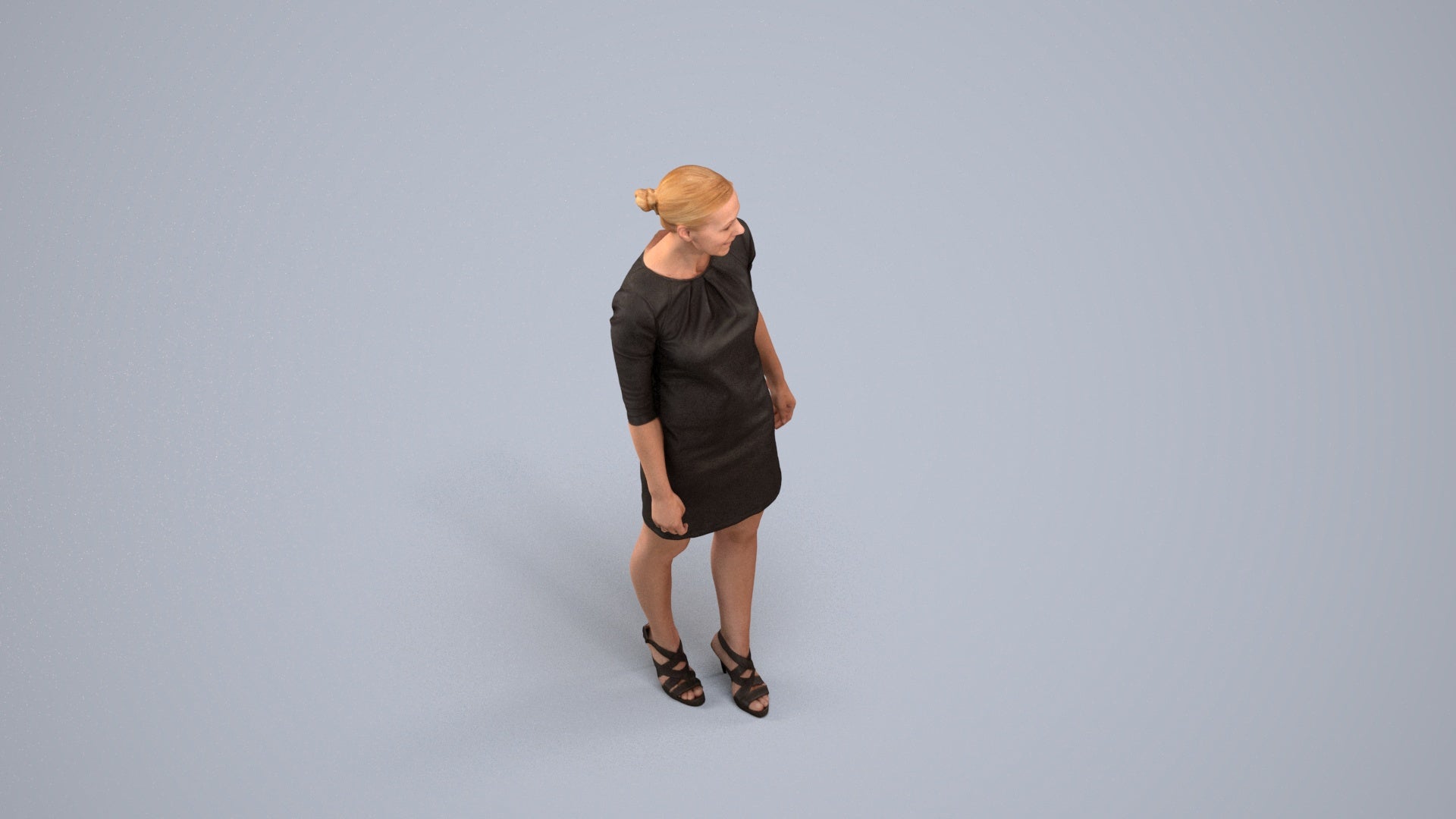 realistic 3D people woman business standing, render-ready for V-Ray and Corona, FBX OBJ, back view render