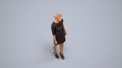realistic 3D people woman business standing, render-ready for V-Ray and Corona, FBX OBJ, back view render