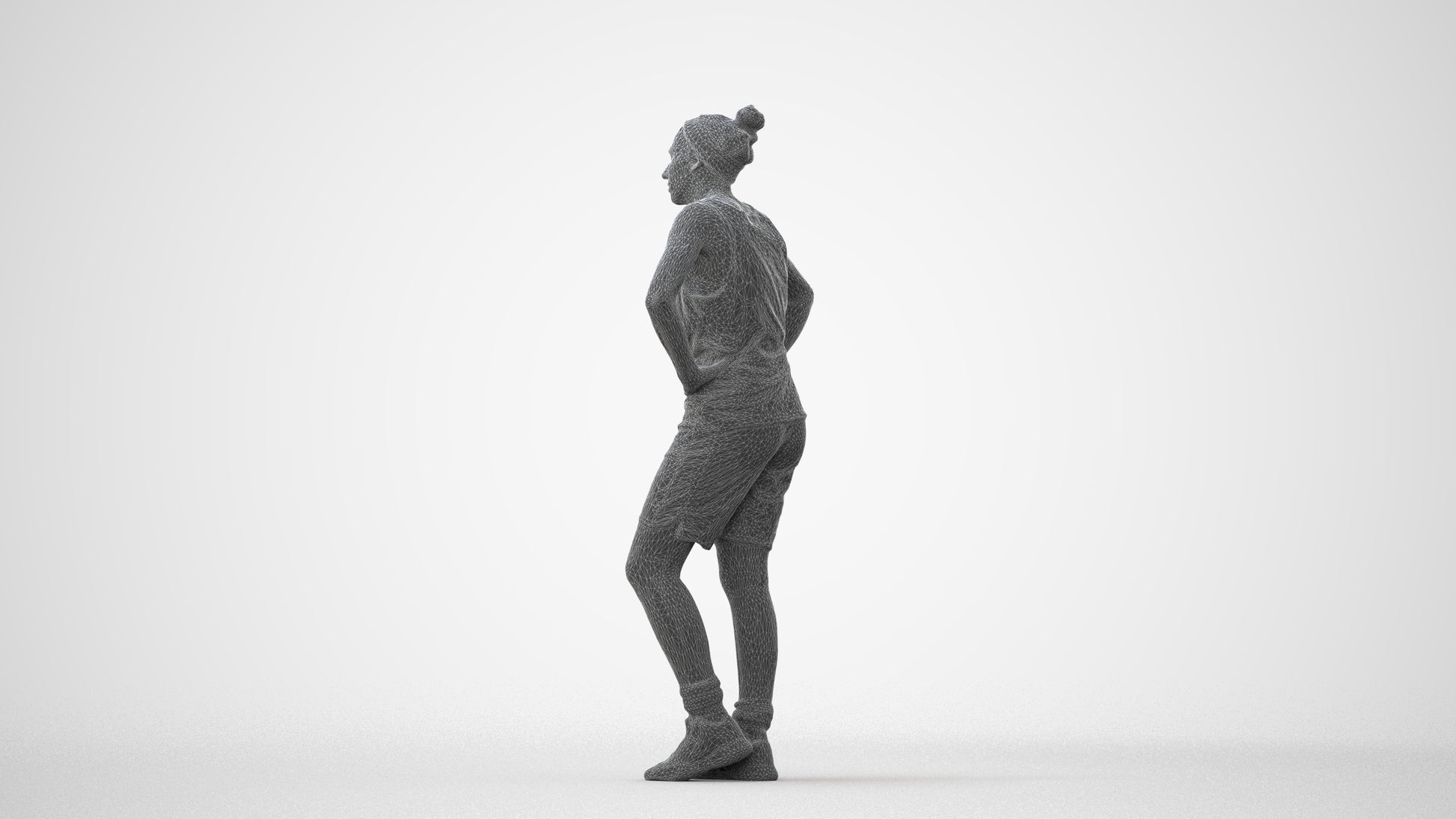 realistic 3D human woman sport, archviz people FBX OBJ for Blender, square thumbnail