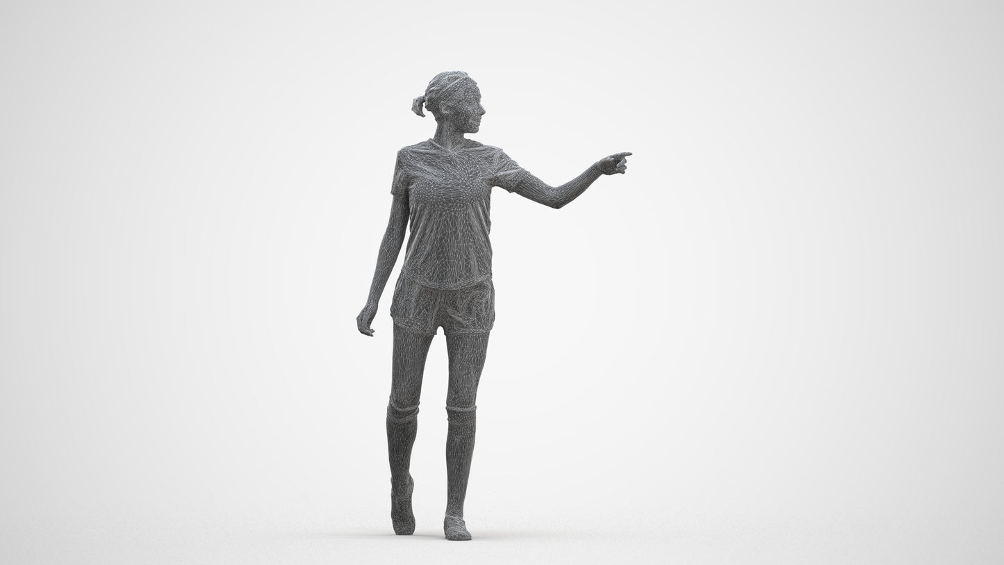 photogrammetry 3D woman sport, realistic human model archviz FBX, three-quarter front view render