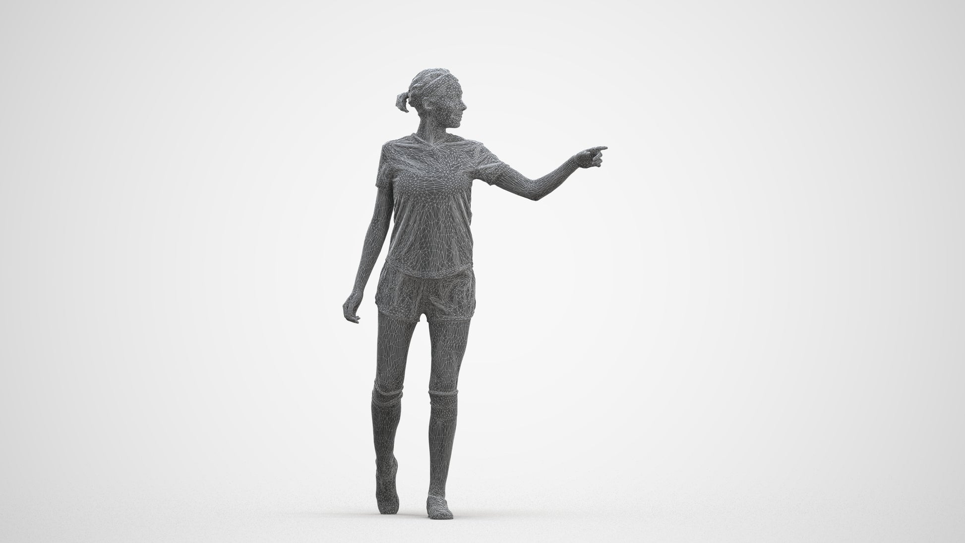 photogrammetry 3D woman sport, realistic human model archviz FBX, three-quarter front view render