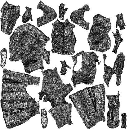 3D scanned woman kids, photorealistic archviz people for Enscape and SketchUp, wireframe top-down view