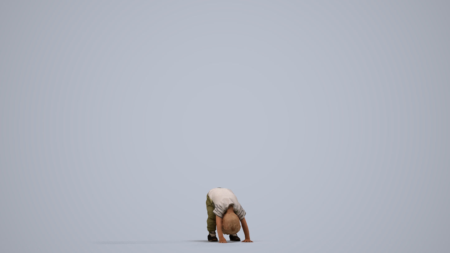 3D scanned boy kids casual, photorealistic archviz people for Enscape and SketchUp, side view render