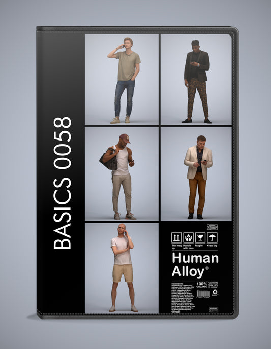 3D human models standing bundle, 5 photogrammetry scanned people for archviz
